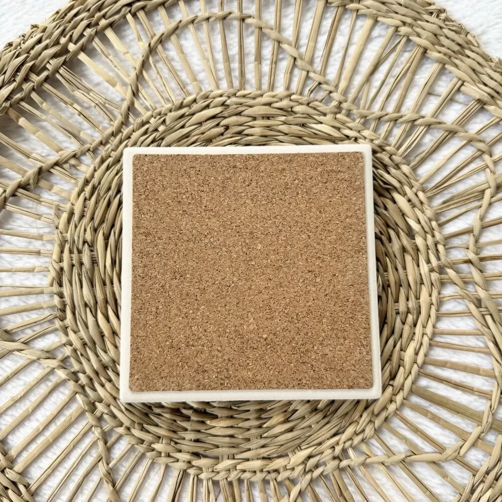 Floral Bible “Be Still” Psalm 46:10 Ceramic Coaster With Cork Bottom